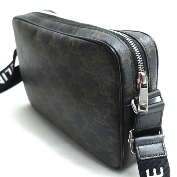 CELINE Triomphe Medium Shoulder Bag, Black/Brown, 197202, Women's